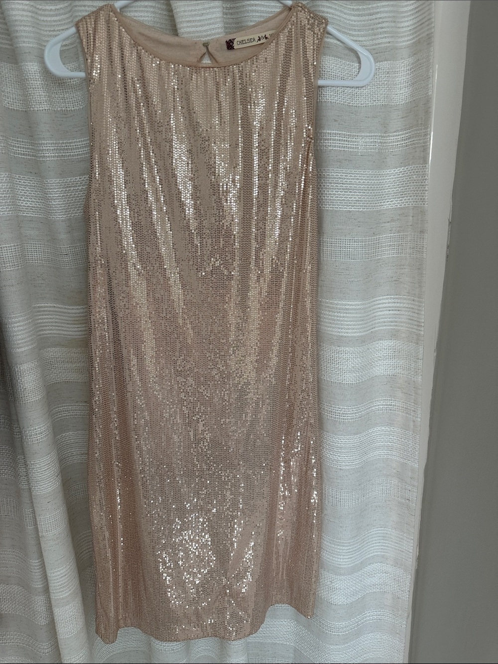 Chelsea & Violet Sequin Midi Dress in Blush Gold
